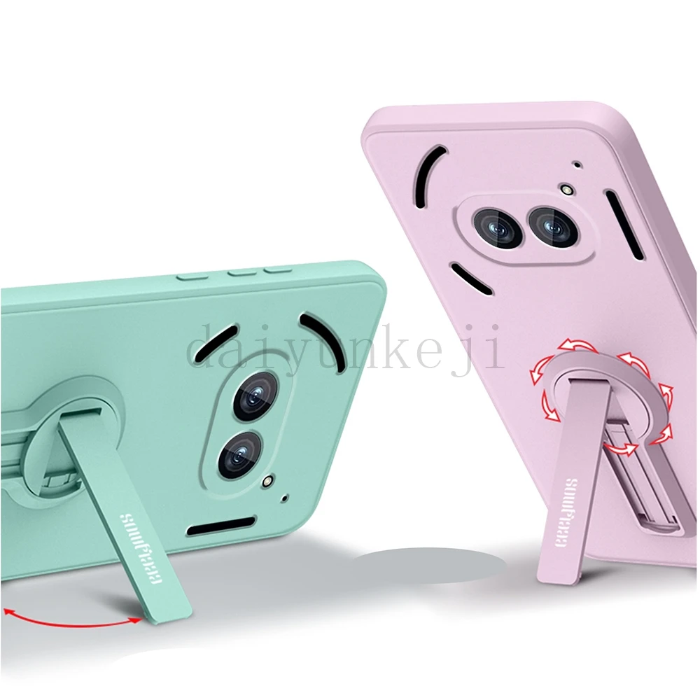 Color: Purple Pink, Material: ABS - Liquid Silicone Case For Nothing Phone 2A Plus 3A Soft Cover Shockproof Protective Phone Case with Holder Screen Film