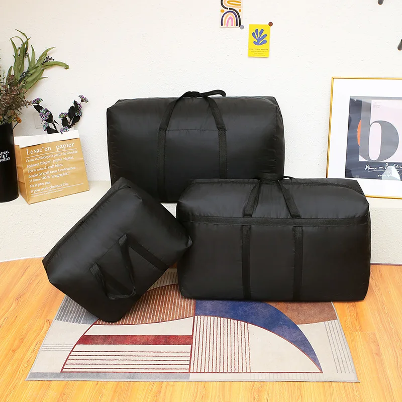 Color: Orange - super large capacity travel duffel bag foldable luggage travel bag Waterproof Polyester Organizer Cloth Quilt Storage Bag