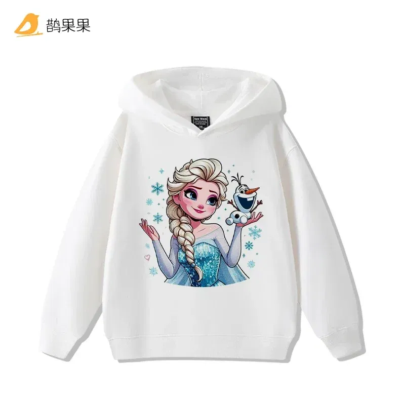 Color: Dark Grey, Kid Size: 2T - Queen Elsa Surrounding Girls Autumn and Winter Hooded Sweatshirt Children Girl Children's Tops Cute Long-sleeved Coat