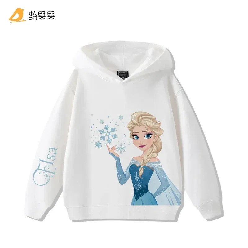 Color: Dark Grey, Kid Size: 2T - Queen Elsa Surrounding Girls Autumn and Winter Hooded Sweatshirt Children Girl Children's Tops Cute Long-sleeved Coat