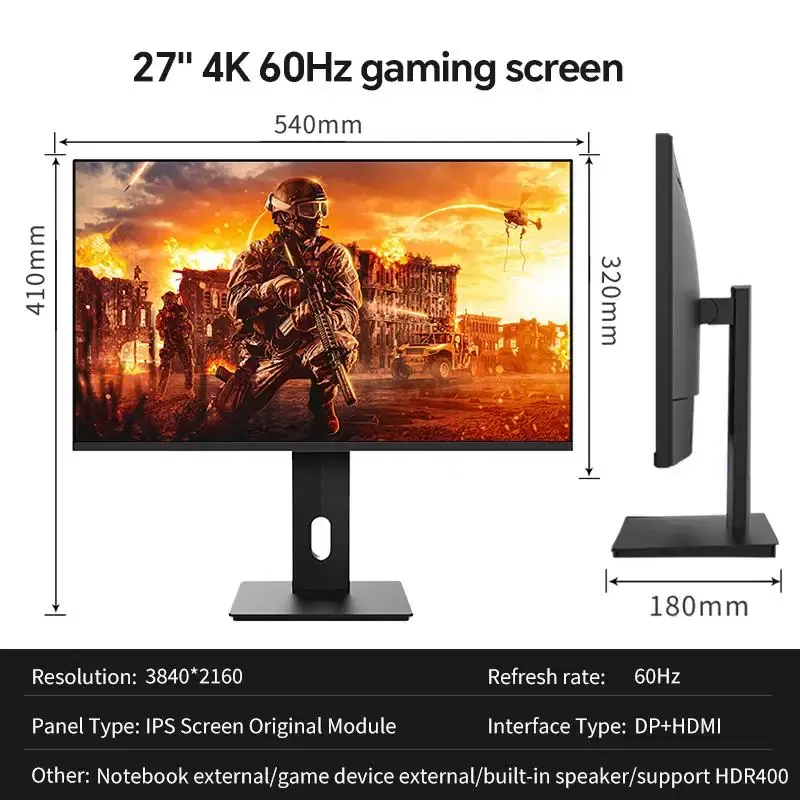 Color: WHITE, Ships From: CHINA - New Anmite 27" IPS 4K Monitor Ps4 LCD Computer Game High color gamut screen suitable for graphic designers