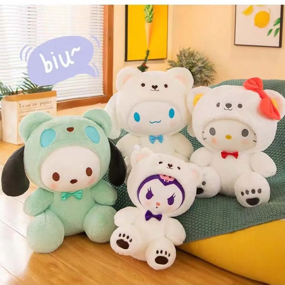 Color: SandyBrown, Height: 11cm-30cm - kawaii Sanrio Plushies Toy Hello Kitty Cinnamonroll Pochacco Kuromi Plush Doll Cos Bear Cute Toys Children Birthday Gifts