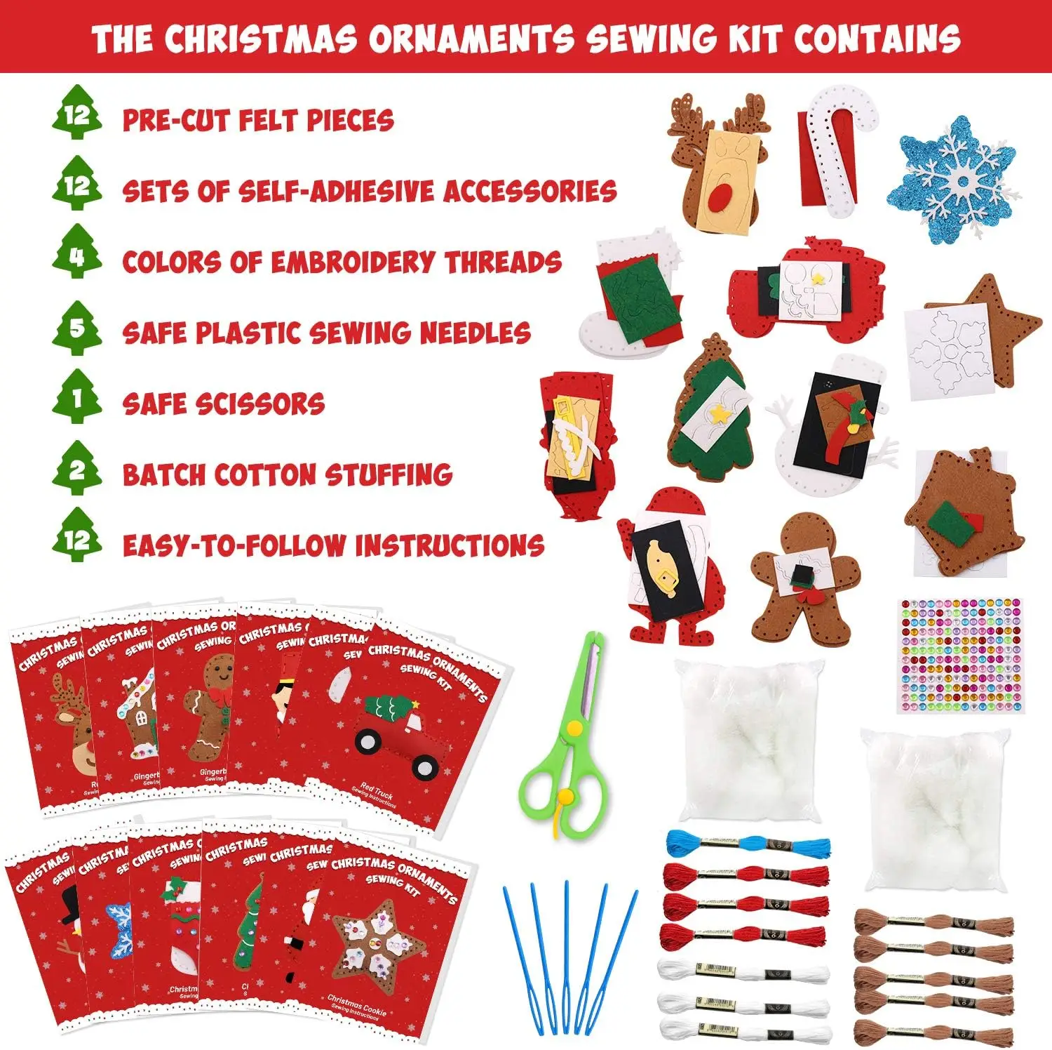 Color: light yellow - Christmas Sewing Kit Animal Sewing Craft Kit Farm Animal Toy DIY Crafting Sewing Set Educational Craft Set For Children Gifts