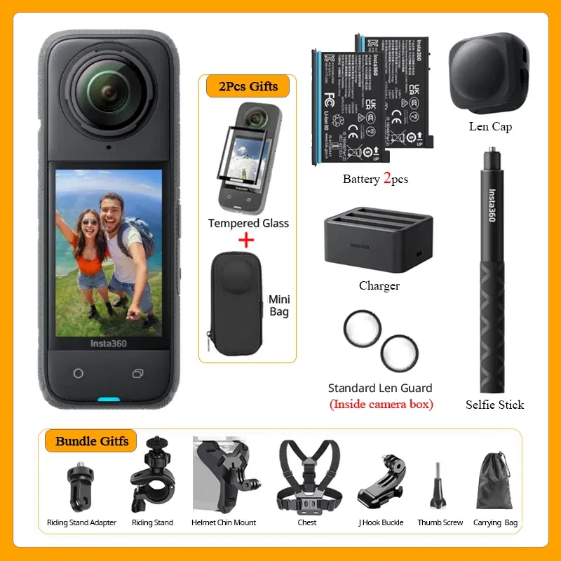 Bundle: Bundle3, Color: Silver, Ships From: CHINA - Top Insta360 X4 Now arrival 8K Waterproof 360 Action Camera, 4K Wide-Angle Video 2290mAh Battery Insta360 X4 Sport Camera