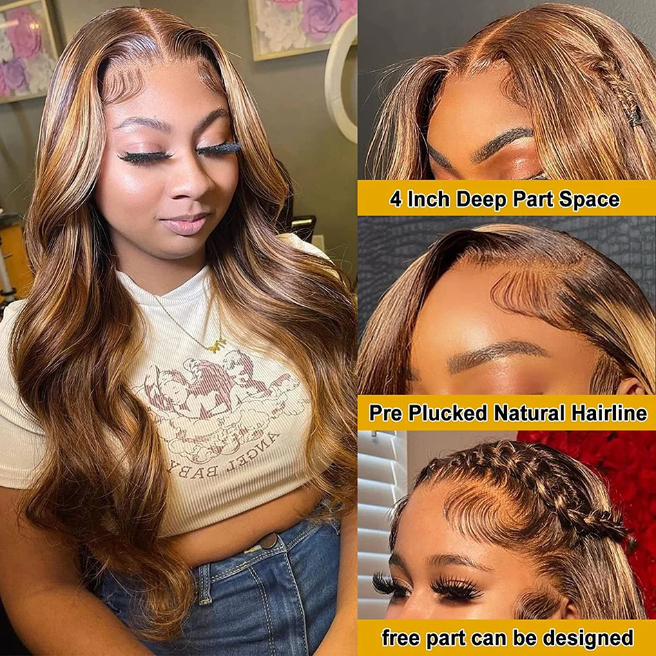 Stretched Length: 32inches, Hair Color: #24, Density: 190%, Ships From: CHINA - Highlight Wig Human Hair Blonde Body Wave 13X6 Hd Lace Frontal Wigs Hd Lace Wig 13X6 Human Hair 13X4 Lace Front Human Hair Wig