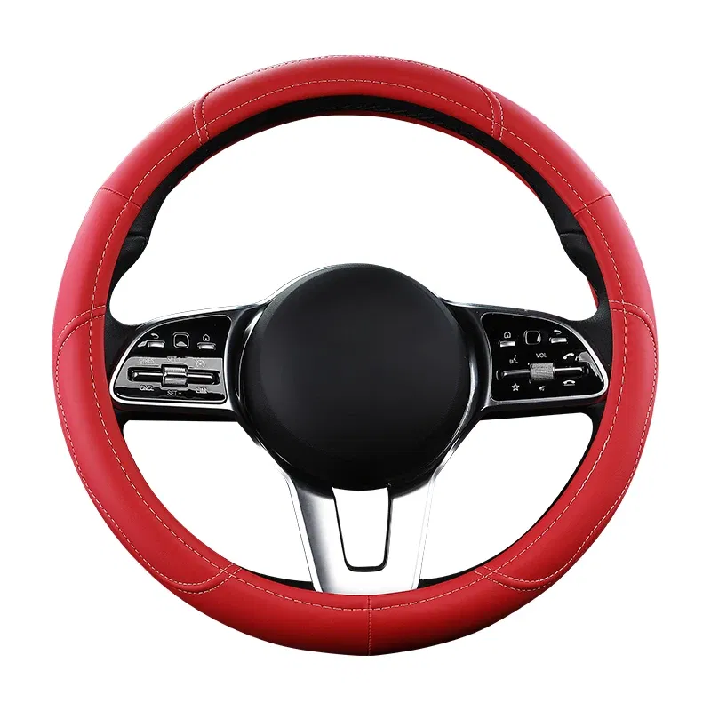 Color Name: Green - Car Anti-Slip Leather Steering wheel Cover Universal car Steering Wheel Protective Cover Fashion Style 38cm Pink