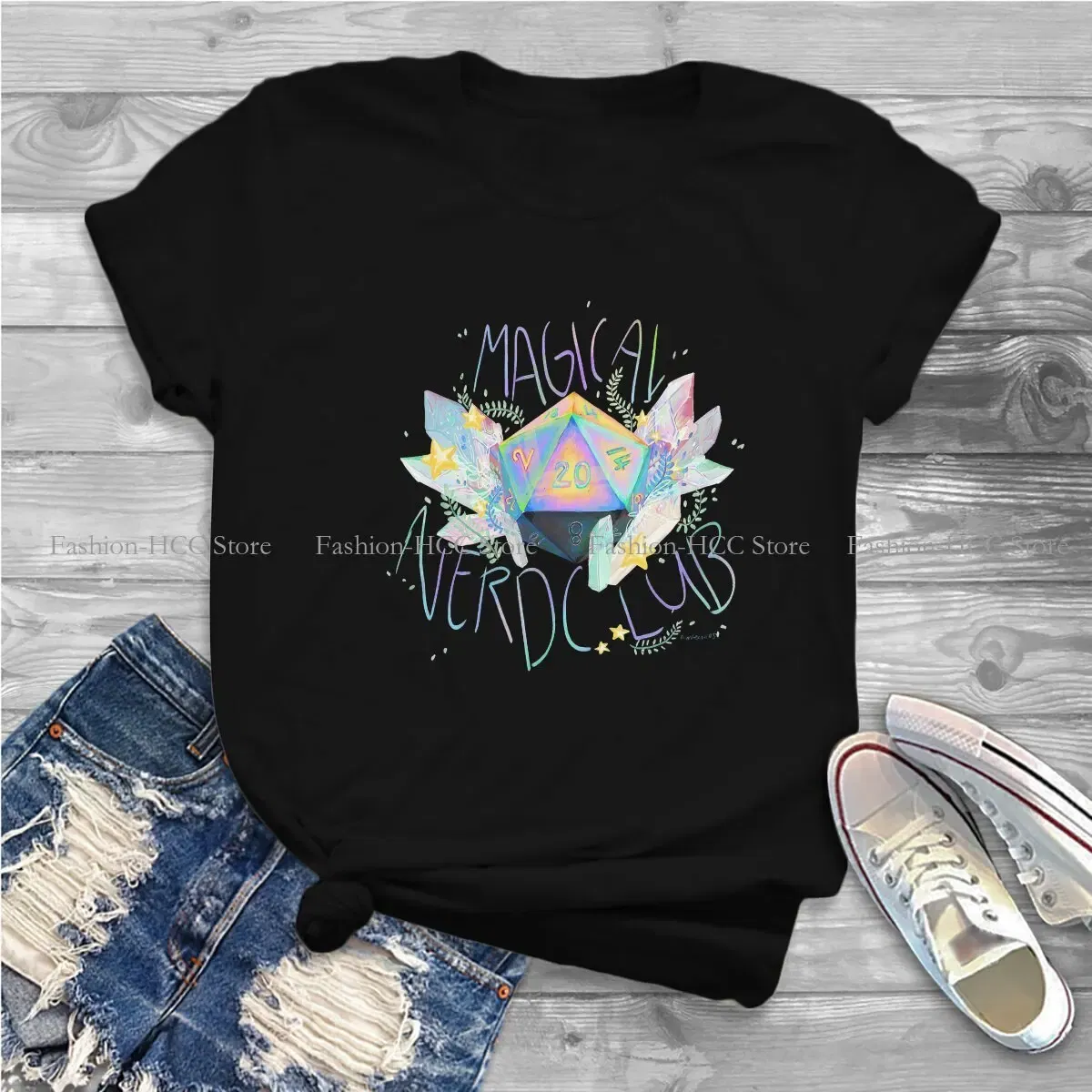 Color: black, Size: XXXL - Magical Nerd Club Style Polyester TShirt DND Game Comfortable Creative Gift Idea T Shirt Stuff