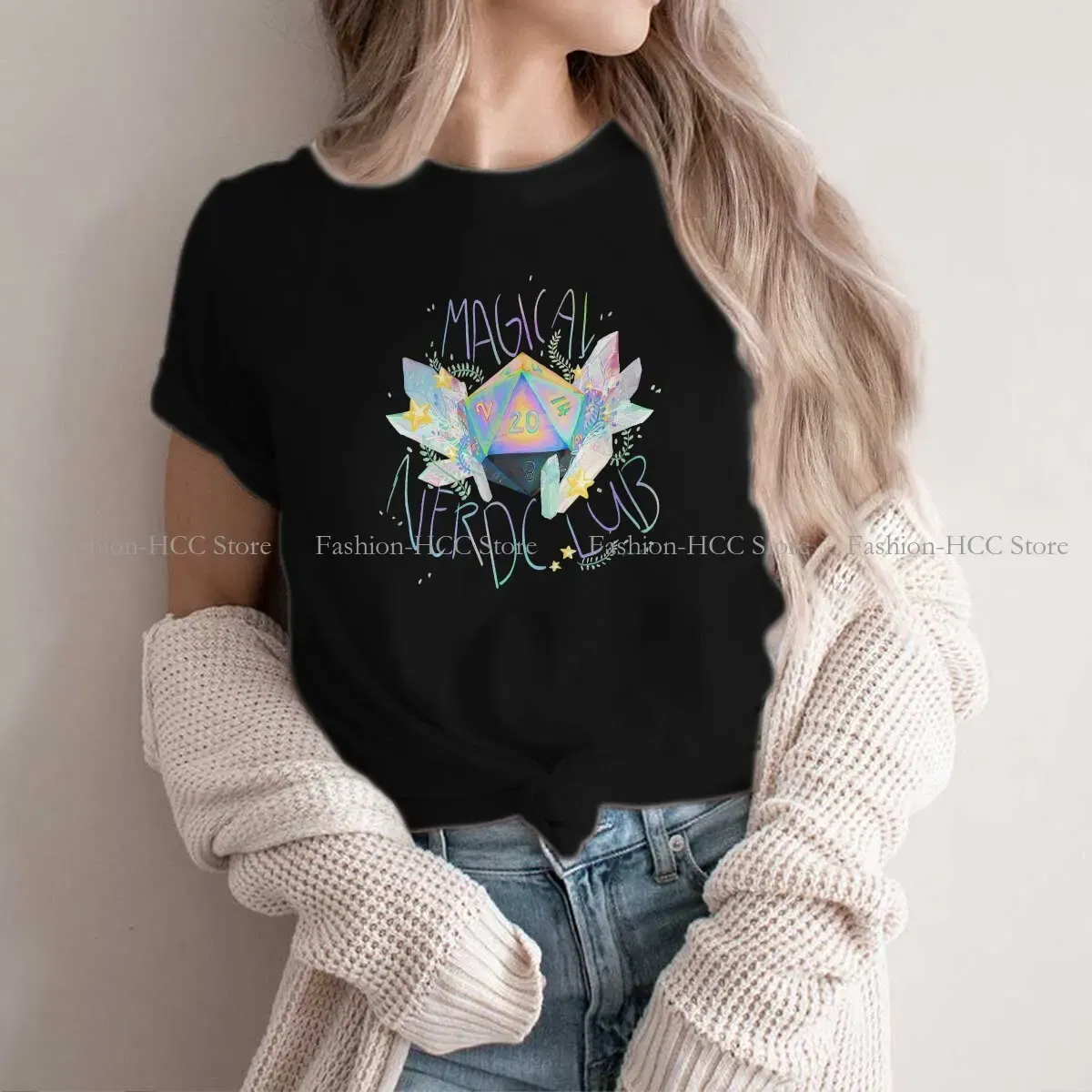 Color: black, Size: XXXL - Magical Nerd Club Style Polyester TShirt DND Game Comfortable Creative Gift Idea T Shirt Stuff