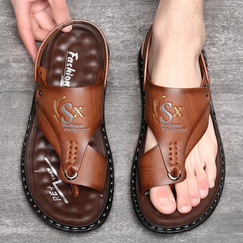 Color: black, Shoe Size: 41 - Outdoor Summer Men's Sandals Summer Office Shoes Non-Slip Mens Casual Sandalis Black