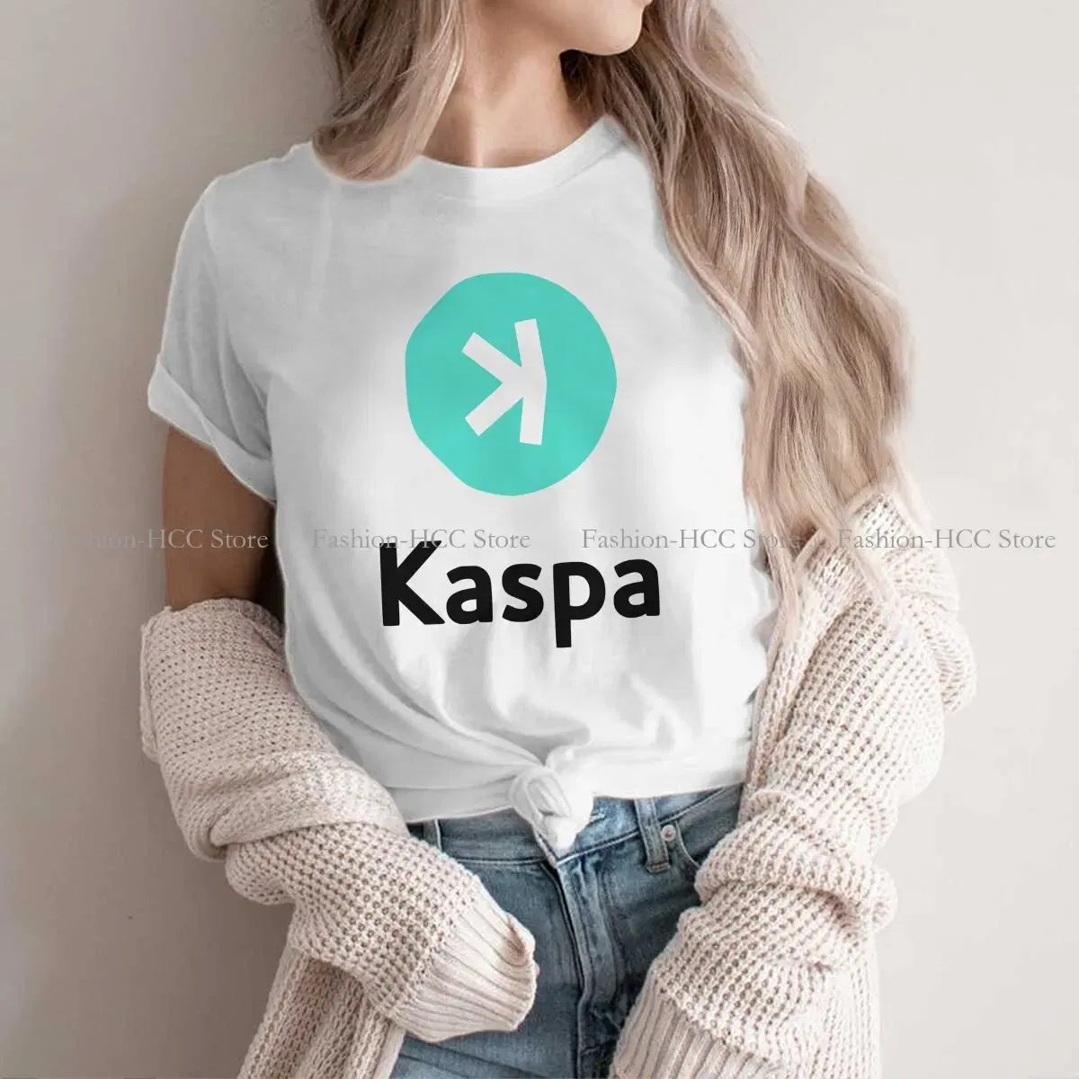 Color: WHITE, Size: S - Kaspa Kas Special Polyester TShirt Bitcoin Top Quality New Design Gift Clothes T Shirt Stuff