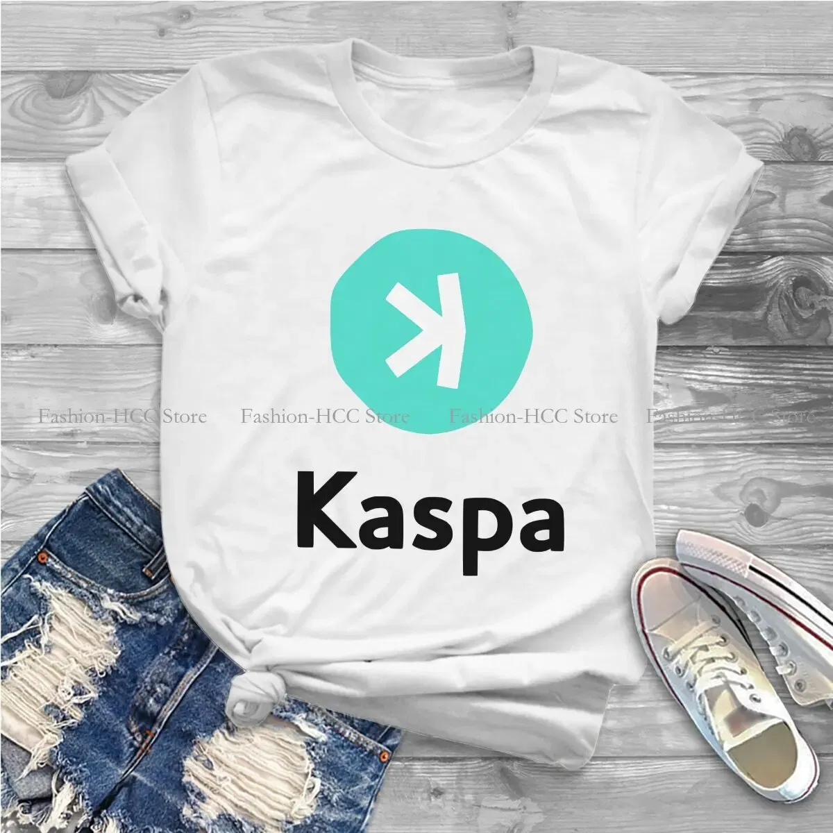 Color: WHITE, Size: S - Kaspa Kas Special Polyester TShirt Bitcoin Top Quality New Design Gift Clothes T Shirt Stuff