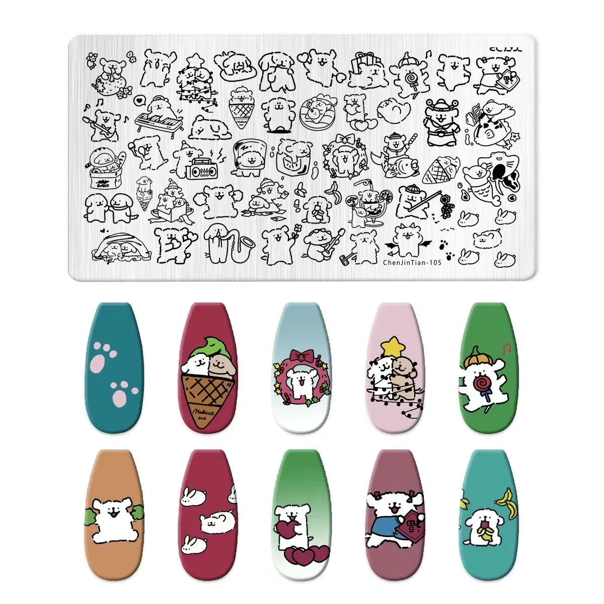 Color: Blue - Cartoon Animal Nail Art Templates Stamping Plate Palace style Design Flower Glass Temperature Lace Stamp Templates Plates Image