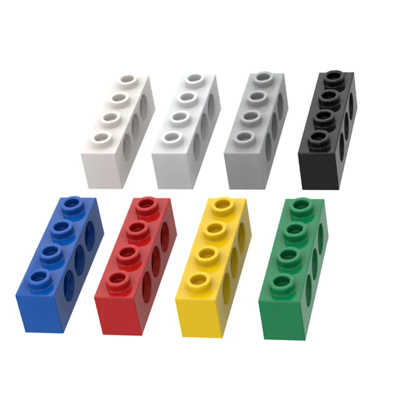 Color: Light Grey - Rainbow Pig MOC 3701 Brick 1x4 with 3 Holes Building Blocks Classic Brand DIY Assembles Particles Educational Tech Kid Spare Toy