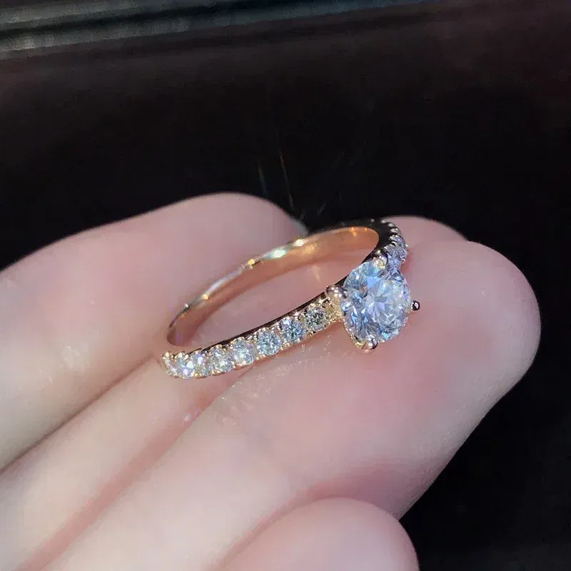 Main Stone Color: Blue, Ring Size: 9 - Huitan Classic 4 Claws Design Round Zirconia Women Wedding Engagement Rings 3 Colors Available Low-key Bridal Jewelry Hot Sale