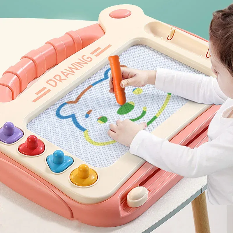 Color: black - Children Cartoon Drawing Board Baby Puzzle Magnetic Writing Board Toy Graffiti Magnetic Drawing Board Montessori Toy for Kids