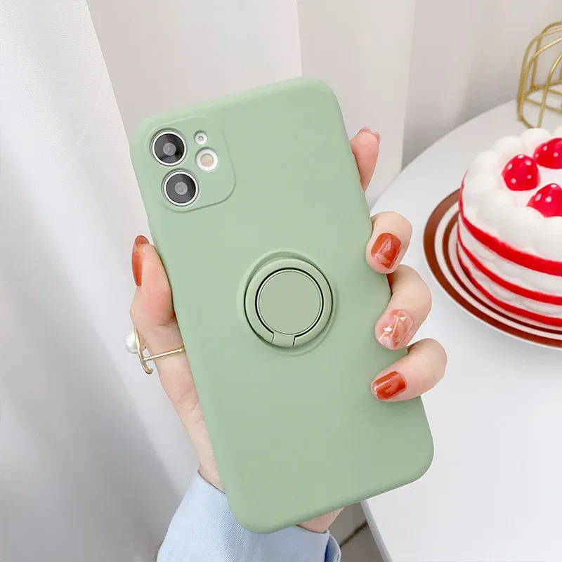 Color: Ivory, Ships From: CHINA, Material: Genuine leather - With Ring Holder Phone Case For Samsung Galaxy S25 Ultra S24 S23 S22 S21 Plus A13 A52 A53 A54 TPU Soft Back Cover