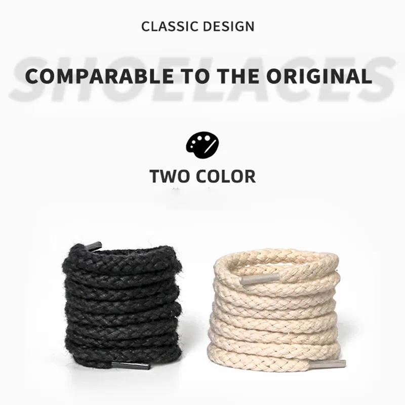 Color: Black, Length: 140cm, Ships From: CHINA - 1Pair Linen Cotton Sneakers Laces for Shoes 8mm Bold Round Shoelaces Quality AF1 Shoe laces 100/120/140/160/180CM Shoestrings