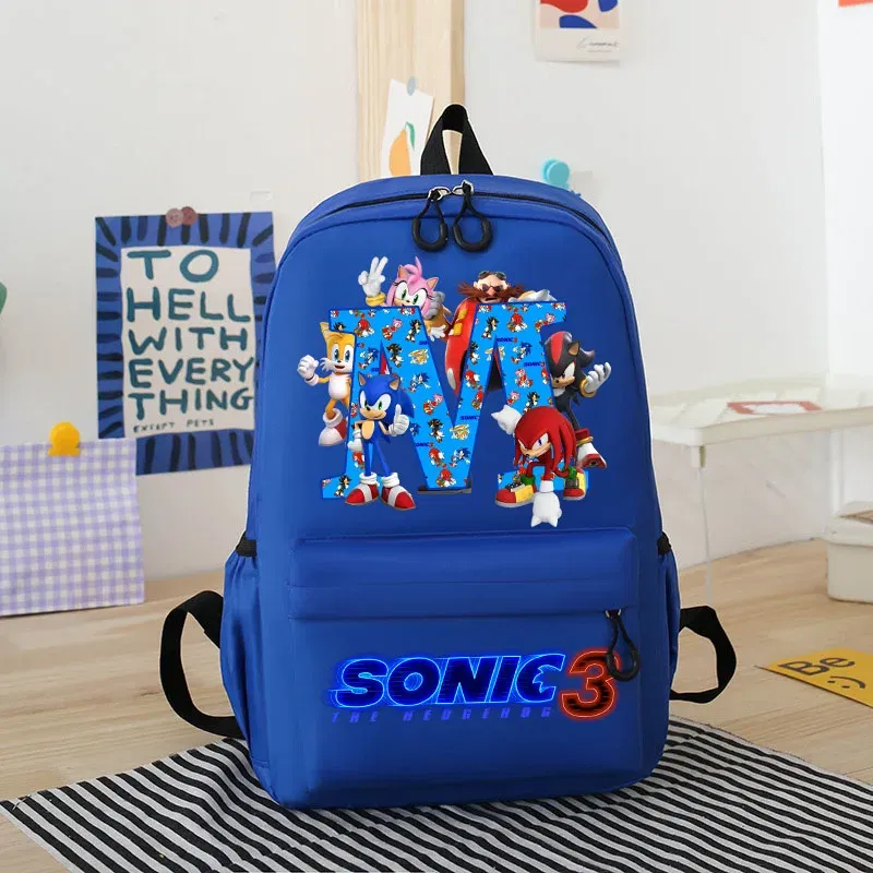 Color: PEACOCK BLUE, Size: 40cm - Sonics Children Cartoon Schoolbag Kids Anime Cute Backpack Boy Fashion Knapsack Student Casual Shoulders Book Bag Xmas Gift 2025