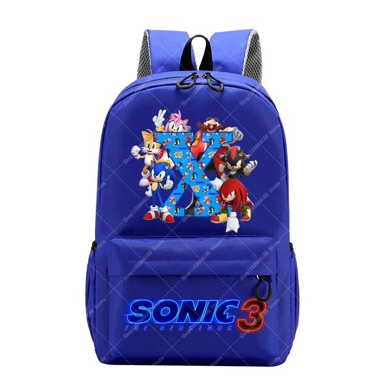 Color: PEACOCK BLUE, Size: 40cm - Sonics Children Cartoon Schoolbag Kids Anime Cute Backpack Boy Fashion Knapsack Student Casual Shoulders Book Bag Xmas Gift 2025