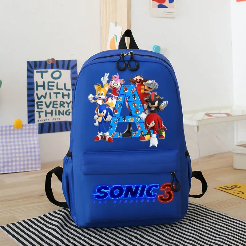 Color: PEACOCK BLUE, Size: 40cm - Sonics Children Cartoon Schoolbag Kids Anime Cute Backpack Boy Fashion Knapsack Student Casual Shoulders Book Bag Xmas Gift 2025