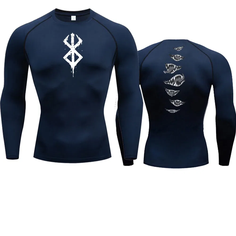 Color: Lavender, Size: S - 2024Anime Berserk Guts Men's Compression Shirt Fitness Sport Running Tight Gym TShirts Athletic Quick Dry Tops Tee Summer