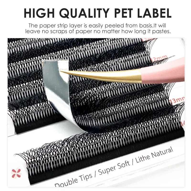Color: BLACK & RED, Curl: C, Thickness: 0.07mm, Length: 14mm - NATUHANA 3D 4D WW Shaped Eyelash extensions 0.07mm C D L LU Curl Premade Fans Faux Mink Volume Lashes Korean Make Up Tool