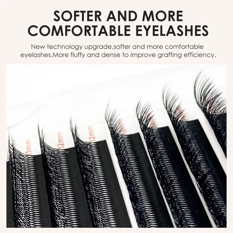 Color: BLACK & RED, Curl: C, Thickness: 0.07mm, Length: 14mm - NATUHANA 3D 4D WW Shaped Eyelash extensions 0.07mm C D L LU Curl Premade Fans Faux Mink Volume Lashes Korean Make Up Tool