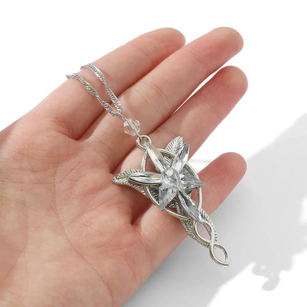 Color: Orange, Ships From: CHINA - Arwen Evenstar Crystal Pendant Necklace Silver Colour Fashion Twilight Star Necklace for Women Jewelry Accessories Toy Gift