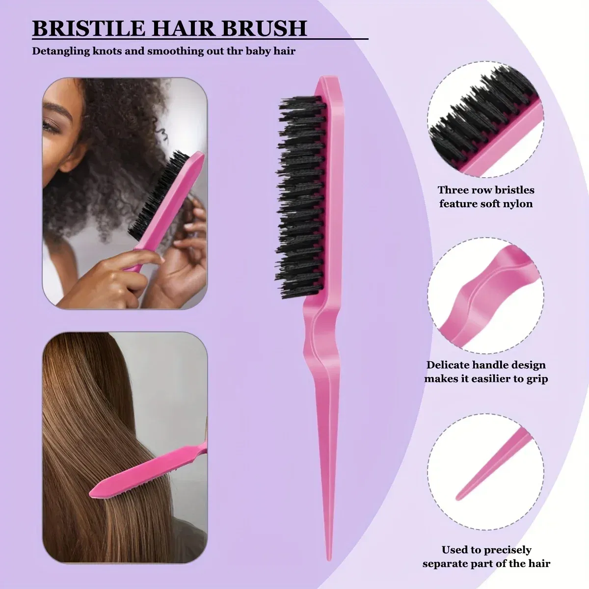 Color: Pink - 5-Piece Hair Styling Tools Set for Curly/Normal Hair Unisex Adult Unscented Hair Care Kit with Octopus Detangler Brush Comb