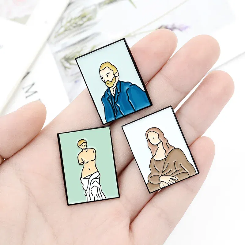 Metal color: Champagne gold - Van Gogh Oil Painting Brooch Van Gogh Brooch Galaxy Brooch Star Moon Sunflower Brooch Art Brooch Van Gogh Lapel Pin
