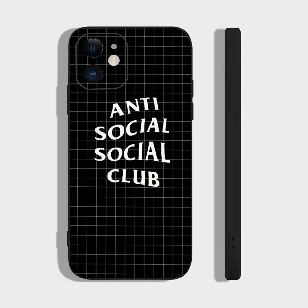 Color: Brown, Material: CANVAS - Anti Social Social Club Phone Case For IPhone 16 15 14 13 Pro Max 11 12 Mini X Xs XR Se 2022 Black Silicone Cover
