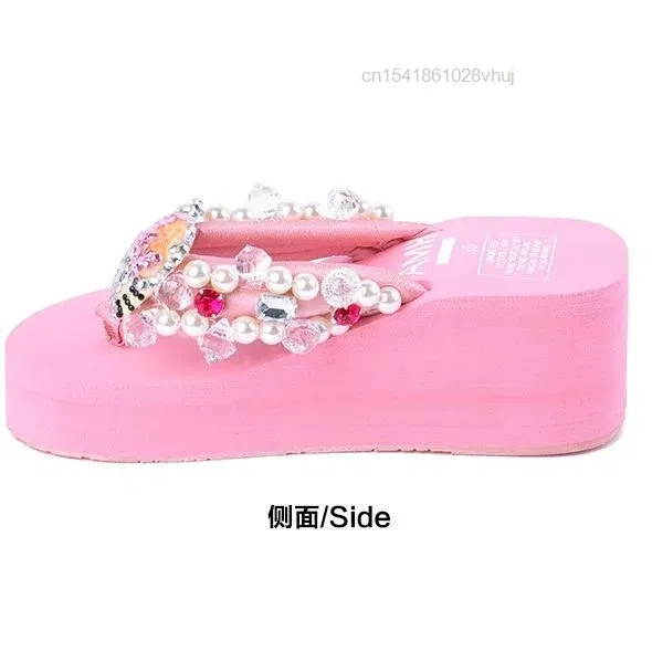 Color: Grape, Shoe Size: 42 - Sanrio Hello Kitty Soft Flip Flop Sandals Y2k Beach Slides Shoes Women Kawaii Casual Wedge High Heels Platform Slippers Ladies