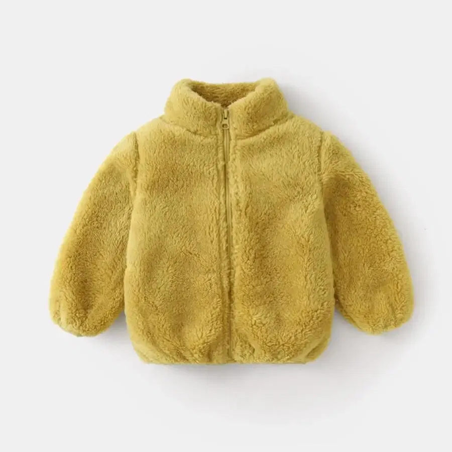 Color: Blue, Kid Size: 9M - Solid Color Fashion Children Plush Coat Autumn Winter Warm Baby Girl Boy Casual Jacket Greatcoat Kids Clothing Toddler Outerwear
