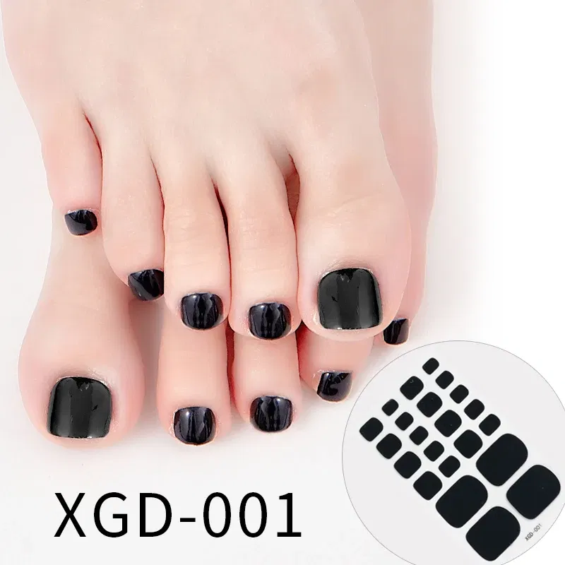 Color: green - Dropshipping 22tips/Sheet Color Toe Nail Polish Stickers/Strips Fake Nails Toenail Wraps Nail Art Nail Adhesive Self-Adhesive