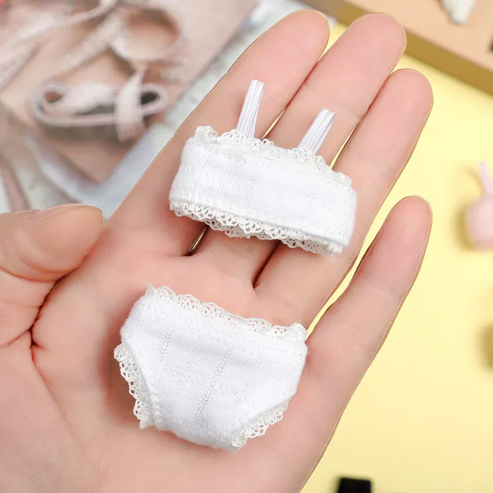 Color: Green - 1Set Soft Lace Underwear Bra Briefs For 30CM Doll 1/6 Knickers For Blythe 1/6 BJD Dolls Top Underpant For Dollhouse Kids Toy