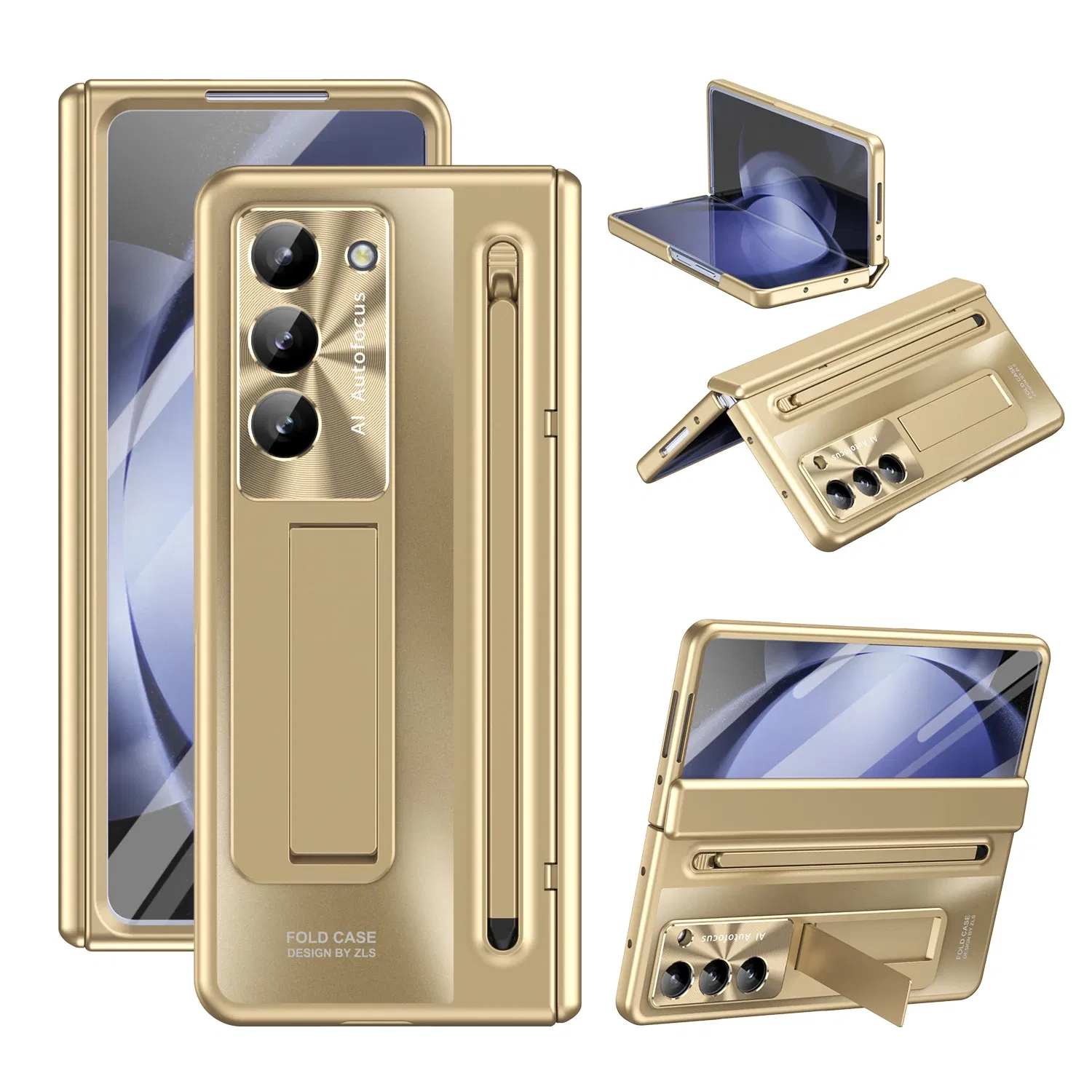 Color: Black, Material: Aluminum - With Touch Pen For Samsung Galaxy Z Fold 6 5 4 Case Hinge Armor Shockproof Magnetic Kickstand 360 Full Protection Folding Cover