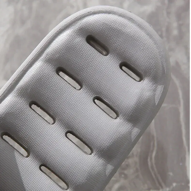 Color: GRAY, Shoe Size: 5.5 - Men Bathroom Slippers Women Home Slipper Non-slip Water Leaky Slippers Couples Beach Flip Flop Comfortable Soft Sole Slides