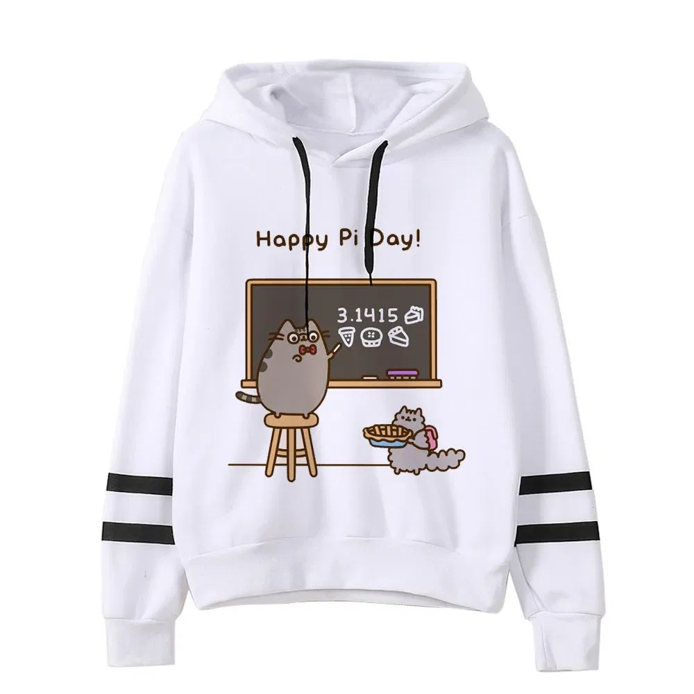 Color: Light Yellow, Size: S - Women Ullzang Cute Cat Funny Cartoon Sweatshirt Pusheen Cat Kawaii Harajuku Korean Style Hoodies Graphic Fashion Hoody Female