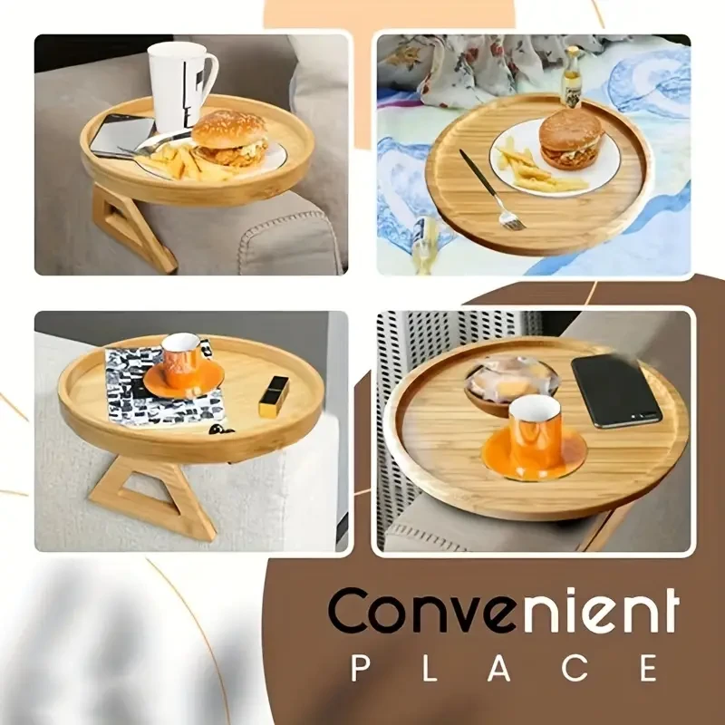Foldable Bamboo Sofa Armrest Tray: Perfect for Instant & Stable End Table for Sofa