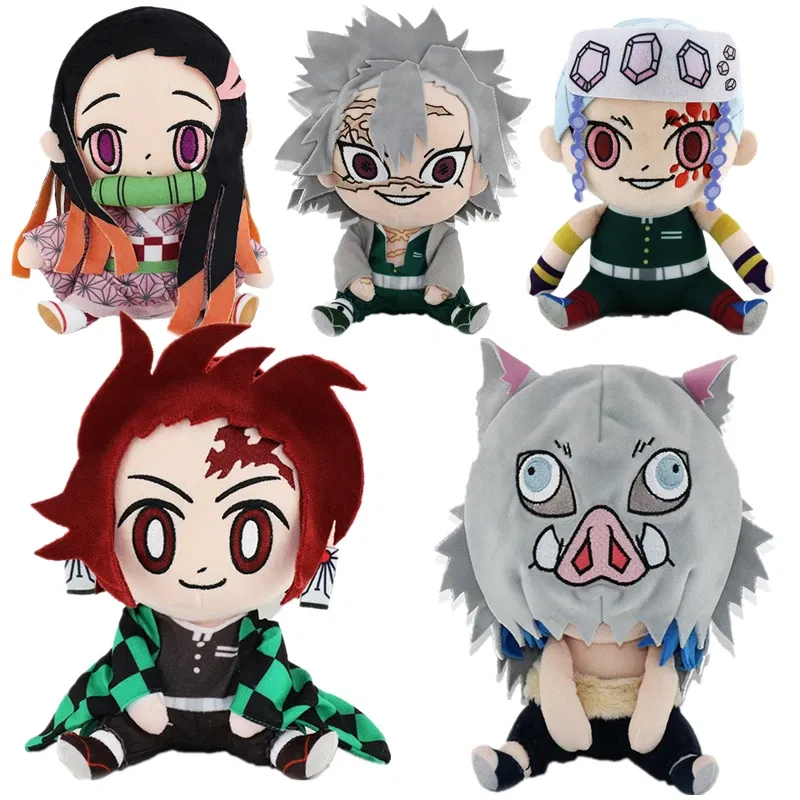 Color: MAROON, Height: 0-10cm - 20CM New Product Japanese Anime Ghost Slayer: Blade Plush Doll Tanjiro Nezuko Game Peripheral Children's Doll Kawaii Pillow
