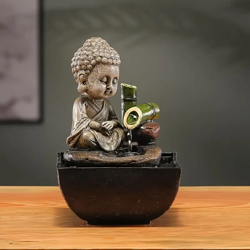 Resin Indoor Water Feature, USB Powered Desk Fountain, Portable Zen Meditation Waterfall, Relaxing Tabletop Decor for Home & Office