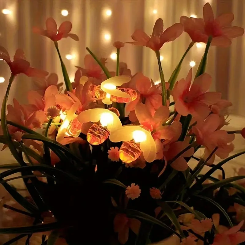 1pc Solar Cute Honey Bee String Light, Led String Fairy Light, Warm Light-6.4 meter, 30 LED, 8 Mode, Bee Fence Patio Christmas Garland Lights