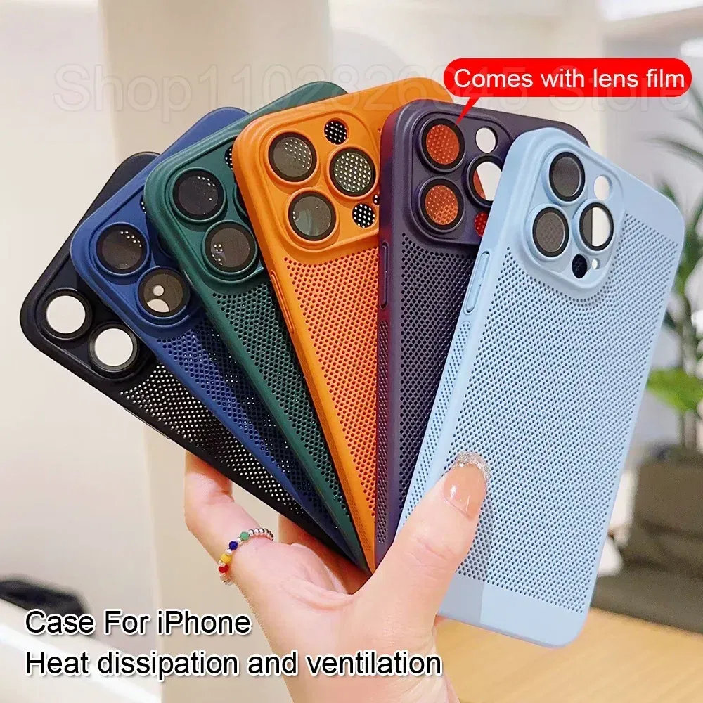 Color: SKY BLUE, Compatible-Phone Models: For iPhone 16 Pro Max, Ships From: CHINA - Breathable Heat Dissipation Cooling Case For iPhone 16 Pro Max 15 14 13 12 11 PC Hard Back Cover