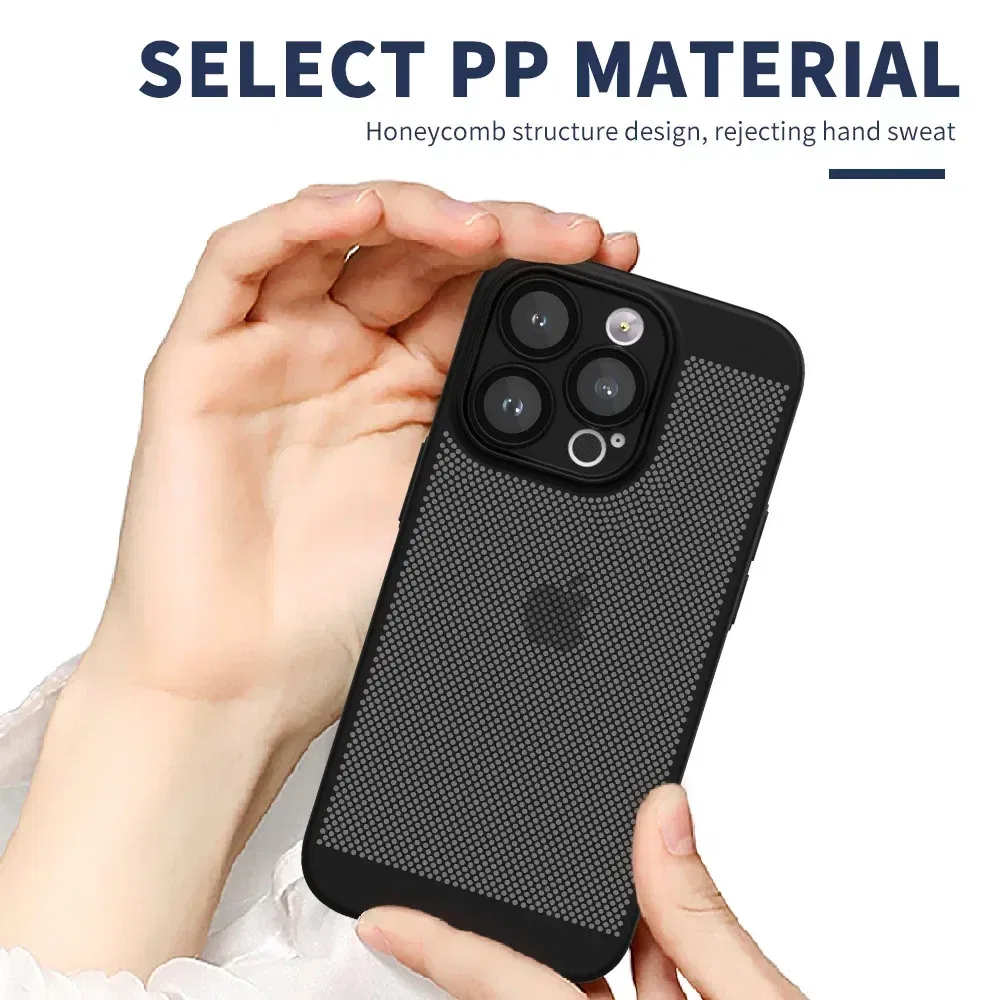 Color: SKY BLUE, Compatible-Phone Models: For iPhone 16 Pro Max, Ships From: CHINA - Breathable Heat Dissipation Cooling Case For iPhone 16 Pro Max 15 14 13 12 11 PC Hard Back Cover