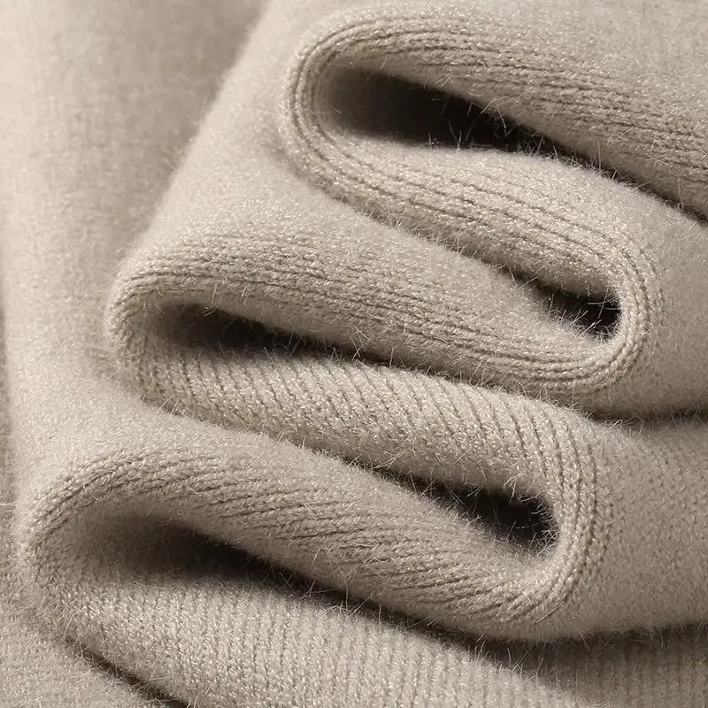 Color: black, Size: 4XL - Plush Men's Knitted Sweater Turtleneck with Velvet Padded Warm Solid Pullovers Autumn Winter Thick Bottom Casual O-Neck Sweater