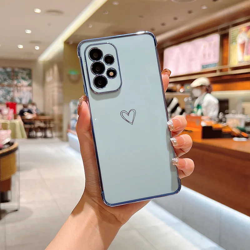 Color: Brown, Compatible-Phone Models: For iPhone SE (2022), Ships From: CHINA - Electroplating Love Heart Phone Case For Samsung Galaxy S25 S24 Ultra S23 S22 A13 A14 A52 A53 Protect Lens Shockproof Back Cover