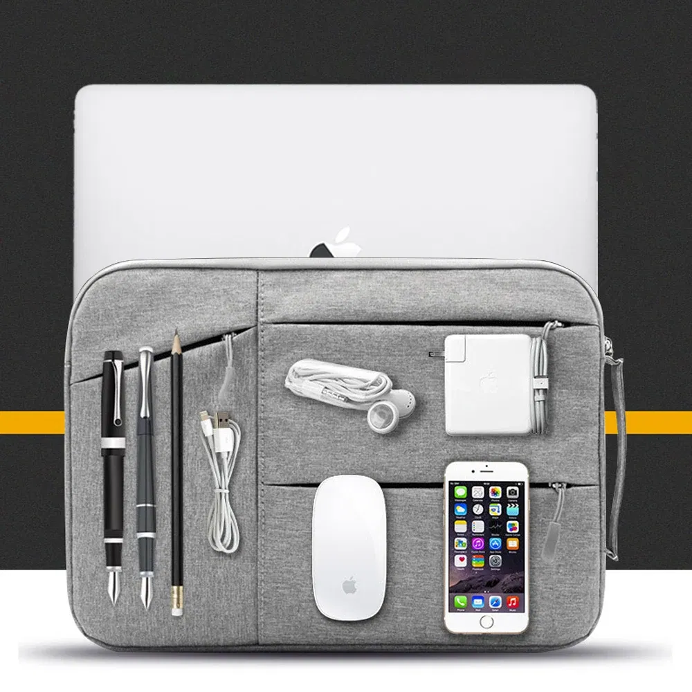 Color: Beige, Size: 14Inches 350mm - Laptop Handbag Sleeve Case 12 13 14 15 16 inch For HP DELL Notebook Bag Carrying Bag Macbook Air Pro 15.4 15.6 Protective Cases