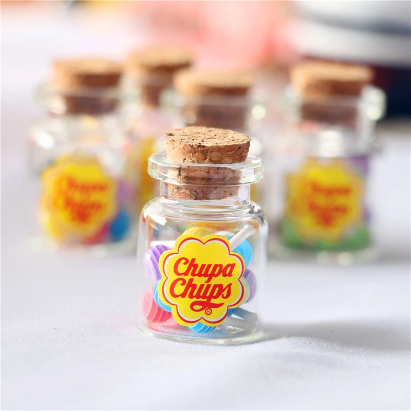 Color: light green - 1/12 Dollhouse Miniature Food Dessert Sugar Lollipops With Case Holder Candys Kids Play Toys