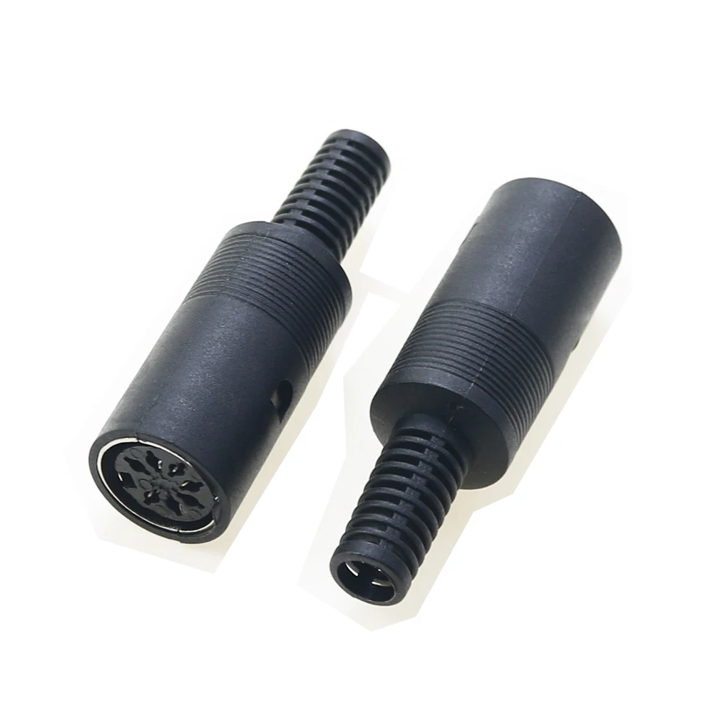 Color: Orange - 5pcs 3P 4P 5P 6P 7P 8Pin DIN Male/Female Plug Jack with Plastic Handle Keyboard Cable Connector Adapter PS2