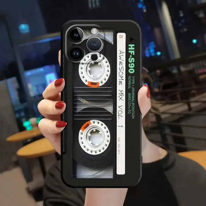 Color: SKY BLUE, Material: Cotton Fabric - Phone Case For Apple iPhone 11 12 13 14 15 16 Pro 7 XR X XS Max 8 Plus SE 2022 Phone Cover Shell Magnetic Radio Tape Cassette